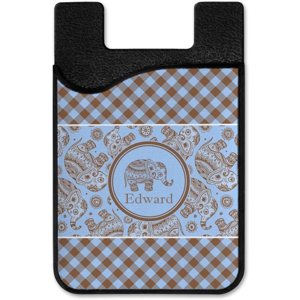 Gingham & Elephants Cell Phone Credit Card Holder