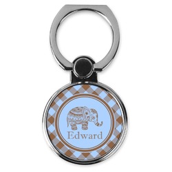 Gingham & Elephants Cell Phone Ring Stand & Holder (Personalized)