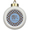 Gingham & Elephants Ceramic Ball Ornament (Personalized)