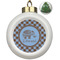 Gingham & Elephants Ceramic Christmas Ornament - Xmas Tree (Front View)