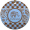 Gingham & Elephants Ceramic Flat Ornament - Circle (Front)