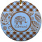 Gingham & Elephants Round Ceramic Ornament w/ Name or Text