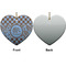 Gingham & Elephants Ceramic Flat Ornament - Heart Front & Back (APPROVAL)