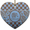 Gingham & Elephants Ceramic Flat Ornament - Heart (Front)