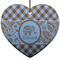 Gingham & Elephants Heart Ceramic Ornament w/ Name or Text
