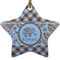 Gingham & Elephants Ceramic Flat Ornament - Star (Front)