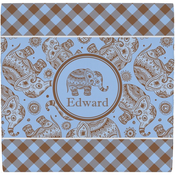 Custom Gingham & Elephants Ceramic Tile Hot Pad (Personalized)