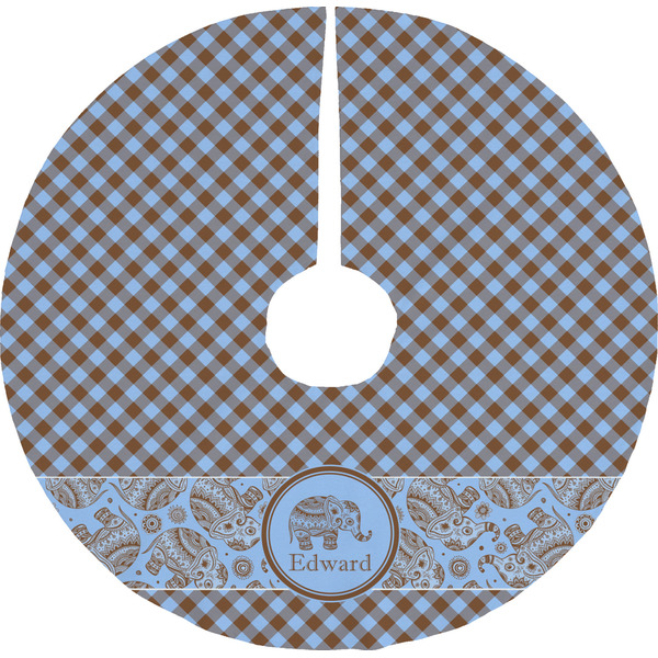 Custom Gingham & Elephants Tree Skirt (Personalized)