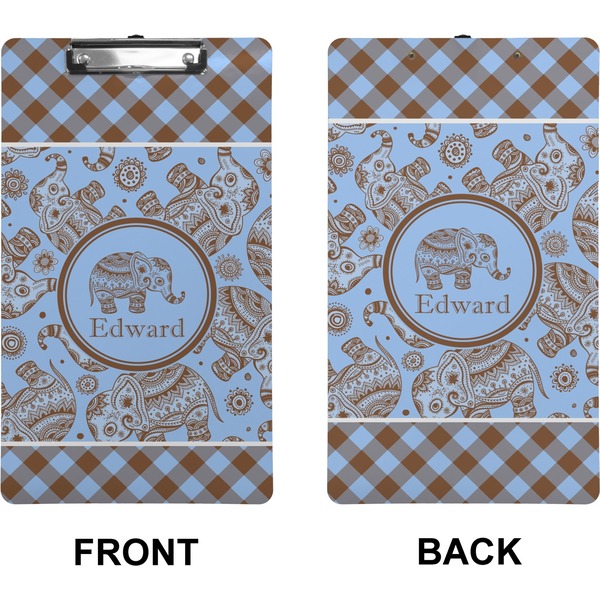 Gingham & Elephants Clipboard (Legal) (Front + Back)