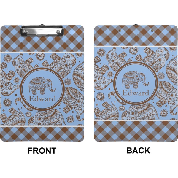 Gingham & Elephants Clipboard (Letter) (Front + Back)