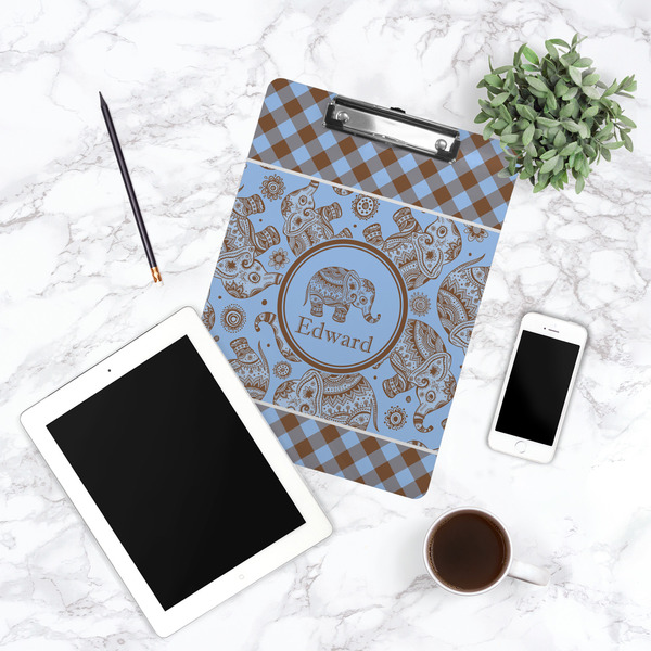 Gingham & Elephants Clipboard - Lifestyle Photo