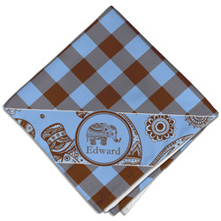 Gingham & Elephants Cloth Dinner Napkin - Single w/ Name or Text