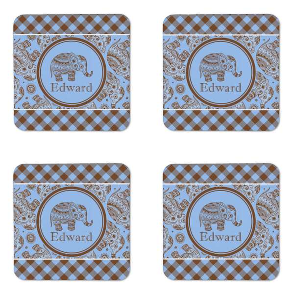 Gingham & Elephants Coaster Set - APPROVAL
