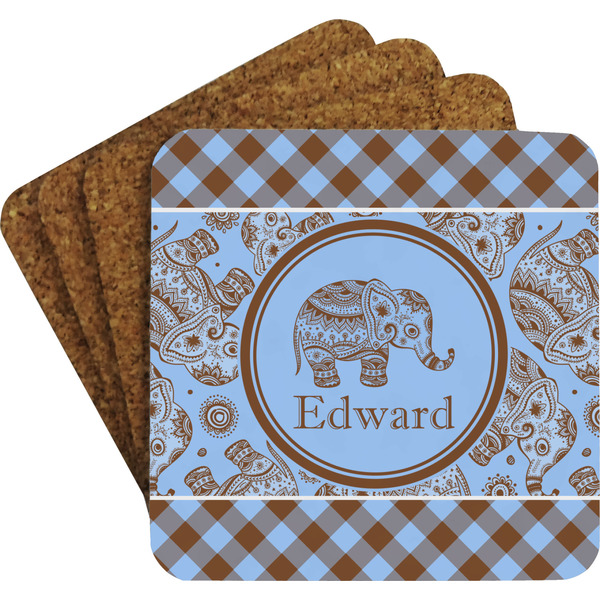 Gingham & Elephants Coaster Set (Personalized)
