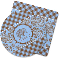 Gingham & Elephants Rubber Backed Coaster (Personalized)