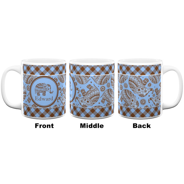 Gingham & Elephants Coffee Mug - 11 oz - White APPROVAL