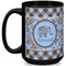 Gingham & Elephants 15 Oz Coffee Mug - Black (Personalized)