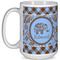 Gingham & Elephants 15 Oz Coffee Mug - White (Personalized)