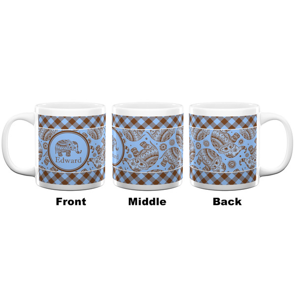 Gingham & Elephants Coffee Mug - 20 oz - White APPROVAL