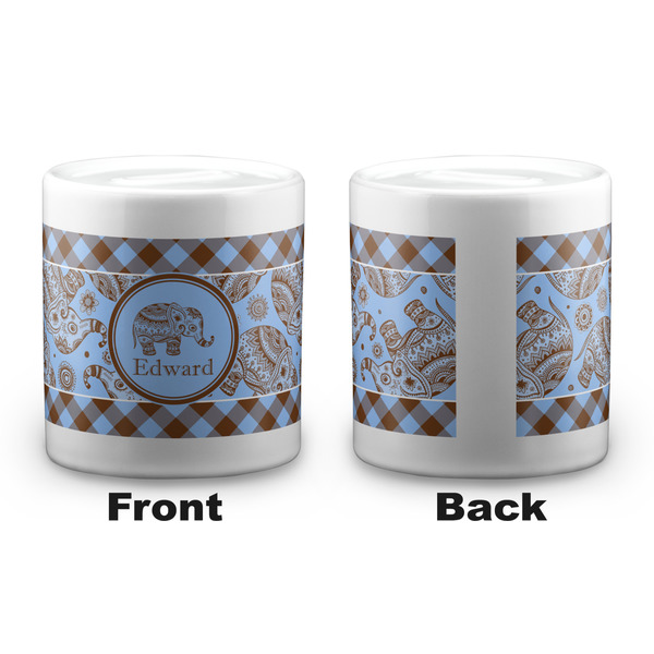 Gingham & Elephants Coin Bank - Apvl