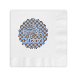 Gingham & Elephants Coined Cocktail Napkins (Personalized)