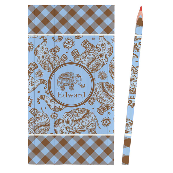 Gingham & Elephants Colored Pencils - Front View