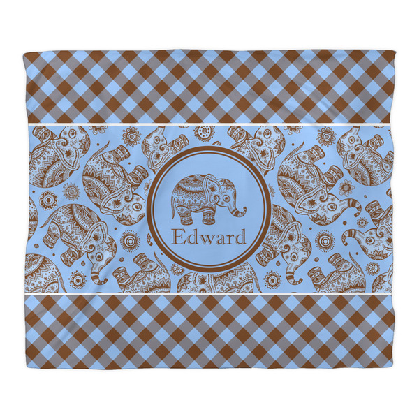 Gingham & Elephants Comforter - King - Front