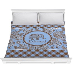 Gingham & Elephants Comforter - King (Personalized)