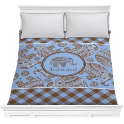 Gingham & Elephants Comforter - Full / Queen (Personalized)