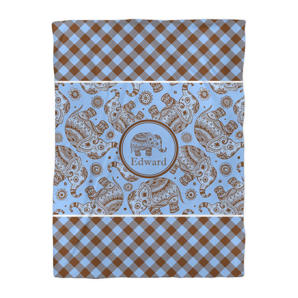 Gingham & Elephants Comforter - Twin XL - Front