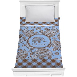 Gingham & Elephants Comforter - Twin XL (Personalized)