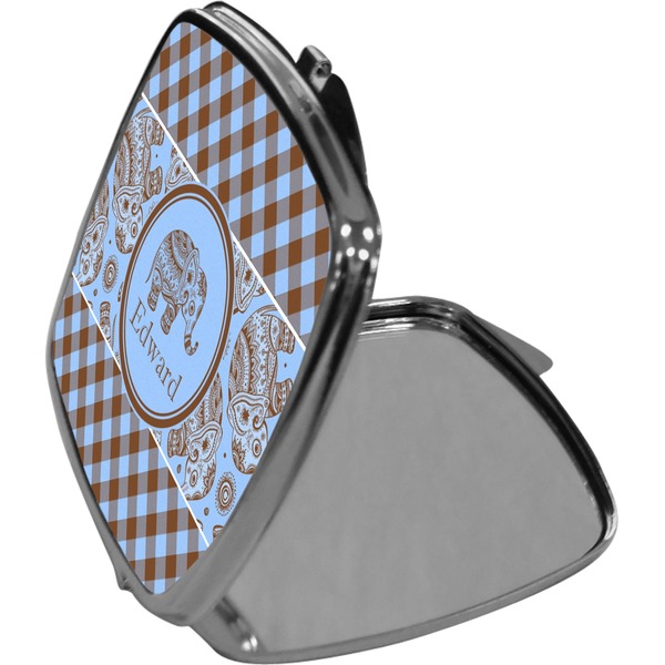 Gingham & Elephants Compact Mirror (Side View)
