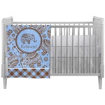 Gingham & Elephants Crib Comforter / Quilt (Personalized)