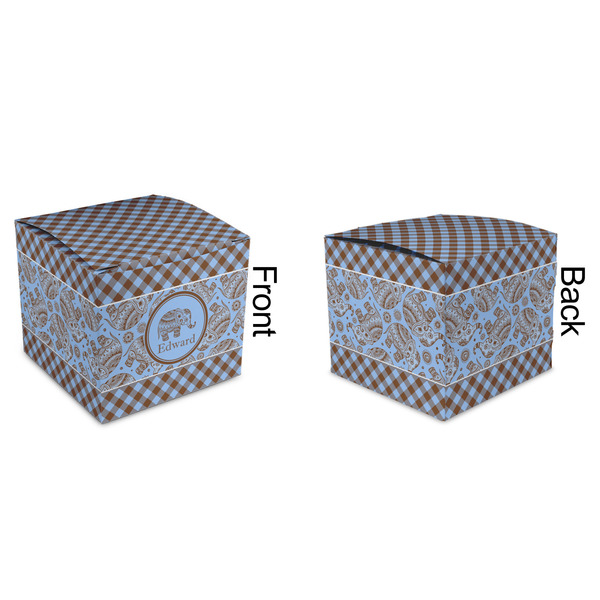 Gingham & Elephants Cubic Gift Box - Approval