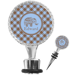 Gingham & Elephants Wine Bottle Stopper (Personalized)