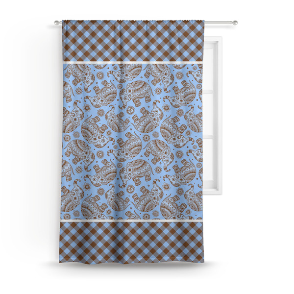 Custom Gingham & Elephants Curtain Panel - Custom Size