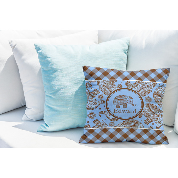 Gingham & Elephants Decorative Pillow Case - LIFESTYLE 2