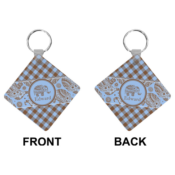 Gingham & Elephants Diamond Keychain (Front + Back)