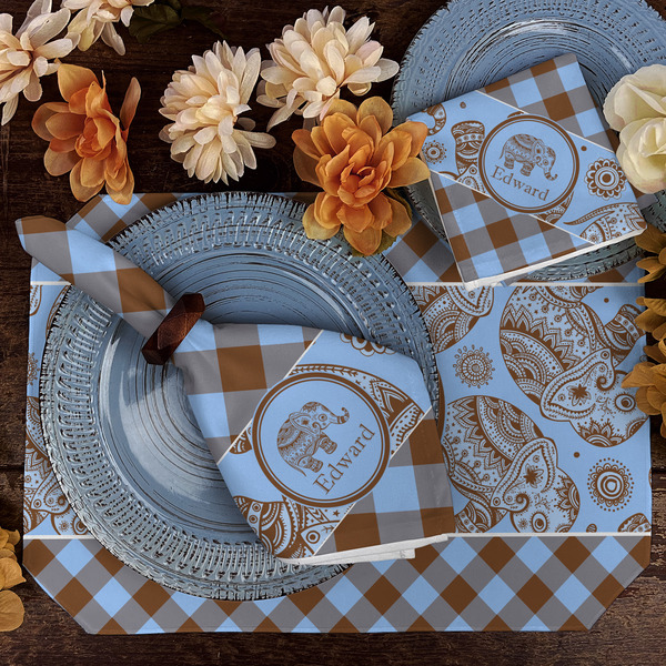 Gingham & Elephants Dining Set