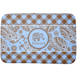 Gingham & Elephants Dish Drying Mat (Personalized)