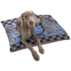 Gingham & Elephants Dog Bed - Large w/ Name or Text