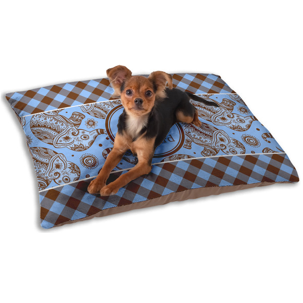 Gingham & Elephants Dog Bed - Small LIFESTYLE