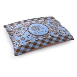Gingham & Elephants Dog Bed - Medium w/ Name or Text
