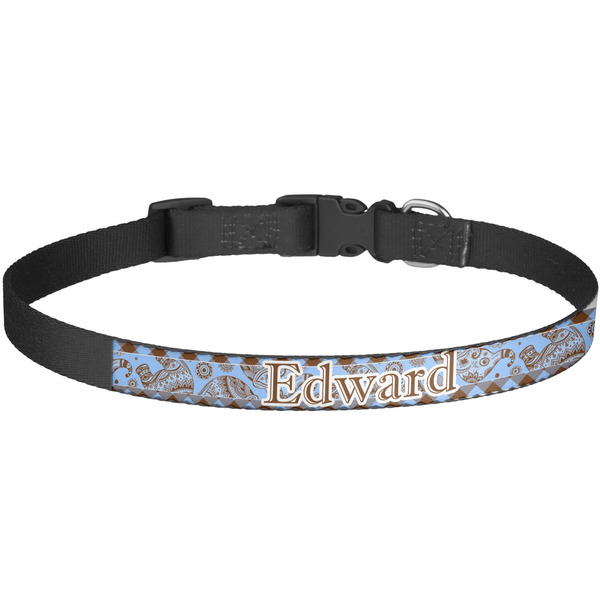 Custom Gingham & Elephants Dog Collar - Large (Personalized)