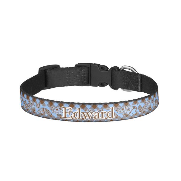 Custom Gingham & Elephants Dog Collar - Large (Personalized)