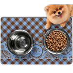 Gingham & Elephants Dog Food Mat - Small w/ Name or Text