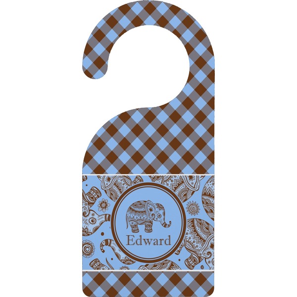 Custom Gingham & Elephants Door Hanger (Personalized)