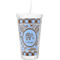 Gingham & Elephants Double Wall Tumbler with Straw (Personalized)