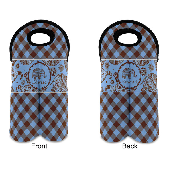 Gingham & Elephants Double Wine Tote - APPROVAL (new)