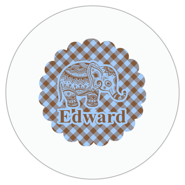 Gingham & Elephants Drink Topper - Medium - Single